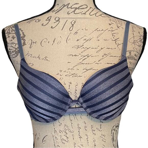 Victoria’s Secret Perfect Shape Blue Striped Size 32A - Picture 1 of 2